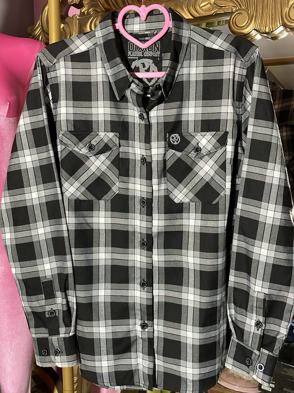 Dixxon Plaid Button-Up Shirt in Black & White